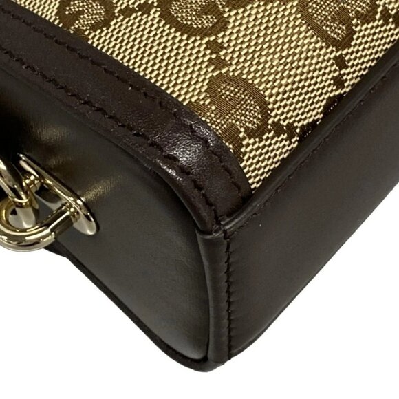 Auth GUCCI GG pattern, Shelly (web) 786027 Dark Brown Beige Multi Jacquard - Picture 4 of 16